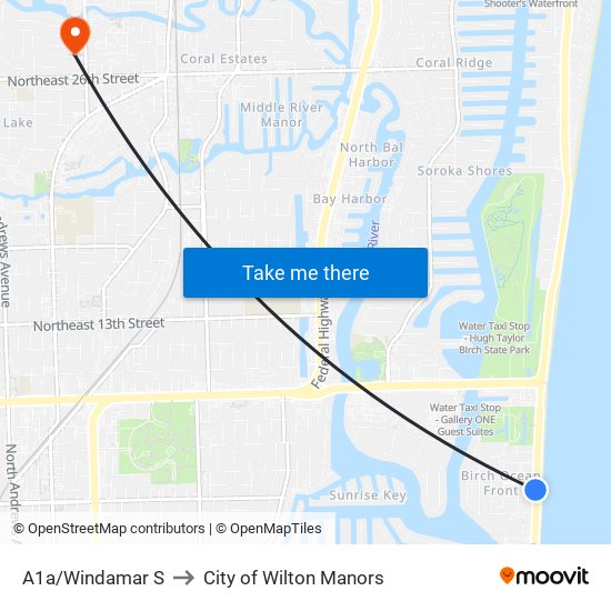 A1a/Windamar S to City of Wilton Manors map