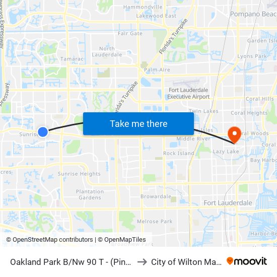 OAKLAND PARK B/NW 90 T - (PINE ISL R) to City of Wilton Manors map