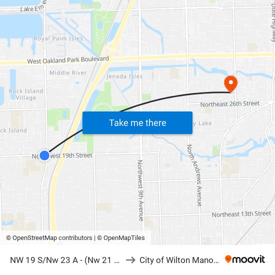 NW 19 S/NW 23 A - (NW 21 A) to City of Wilton Manors map