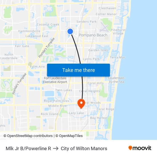 Mlk Jr B/Powerline R to City of Wilton Manors map