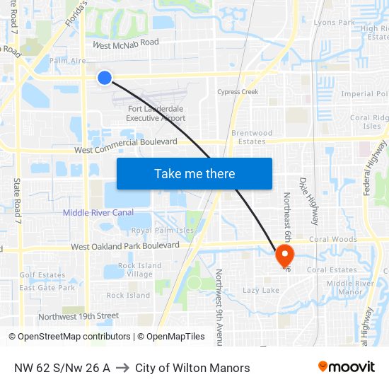 NW 62 S/Nw 26 A to City of Wilton Manors map