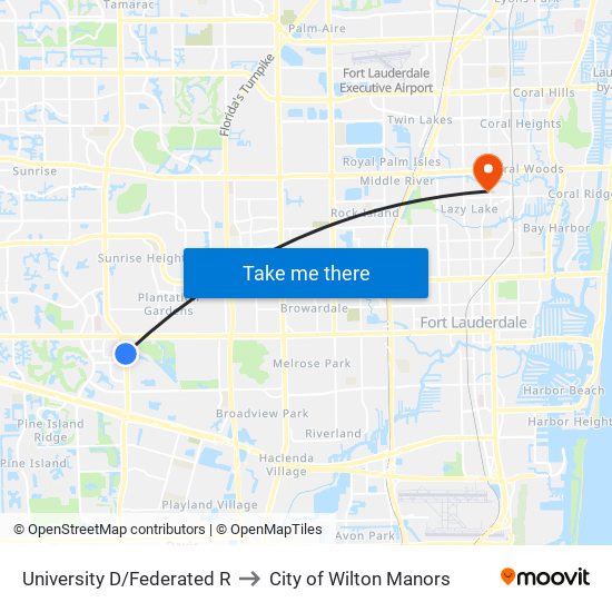 University D/Federated R to City of Wilton Manors map