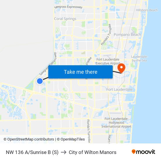 NW 136 A/Sunrise B (S) to City of Wilton Manors map