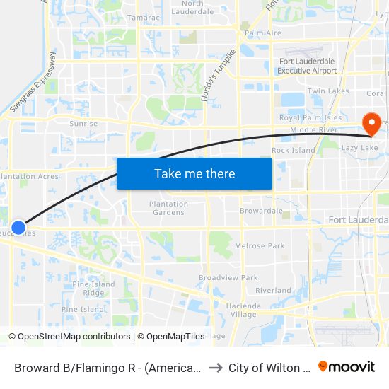 BROWARD B/FLAMINGO R - (AMERICAN HERITAGE SCH) to City of Wilton Manors map