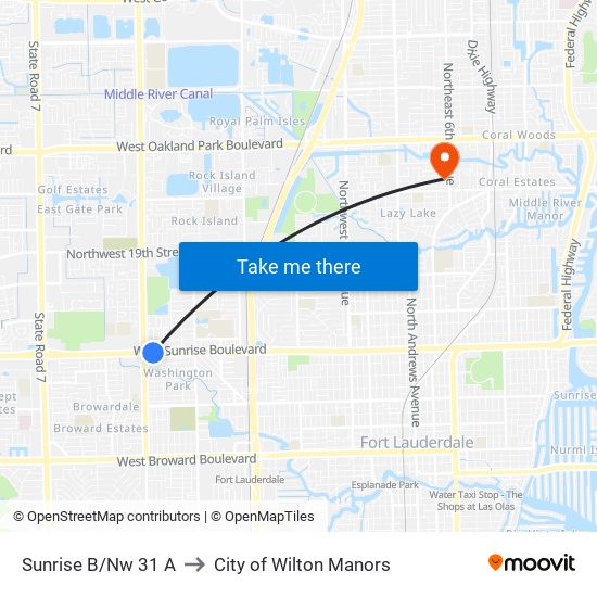 Sunrise B/Nw 31 A to City of Wilton Manors map