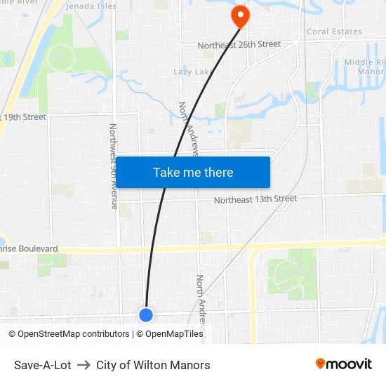 Save-A-Lot to City of Wilton Manors map