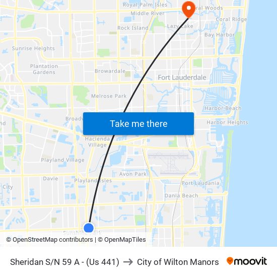 Sheridan S/N 59 A - (Us 441) to City of Wilton Manors map