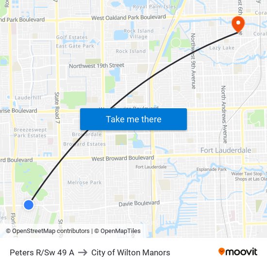 Peters R/Sw 49 A to City of Wilton Manors map
