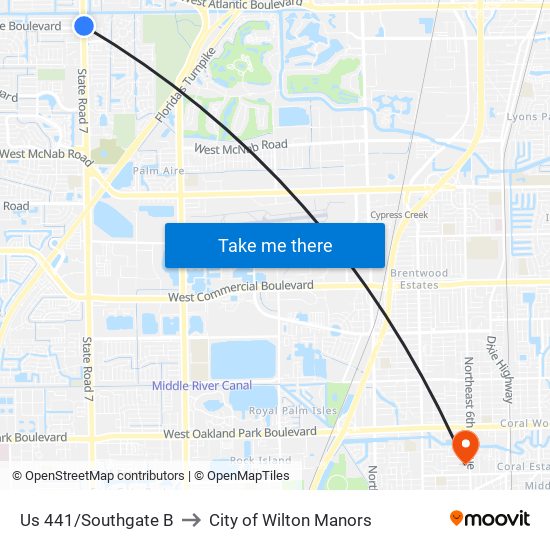 US 441/SOUTHGATE B to City of Wilton Manors map