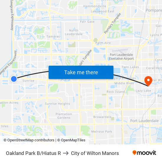 Oakland Park B/Hiatus R to City of Wilton Manors map