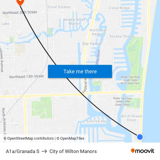 A1a/Granada S to City of Wilton Manors map