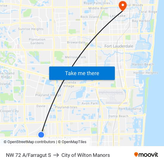 NW 72 A/FARRAGUT S to City of Wilton Manors map