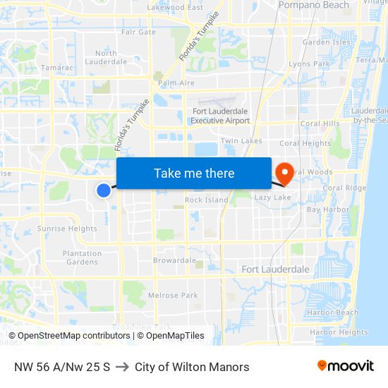 NW 56 A/Nw 25 S to City of Wilton Manors map