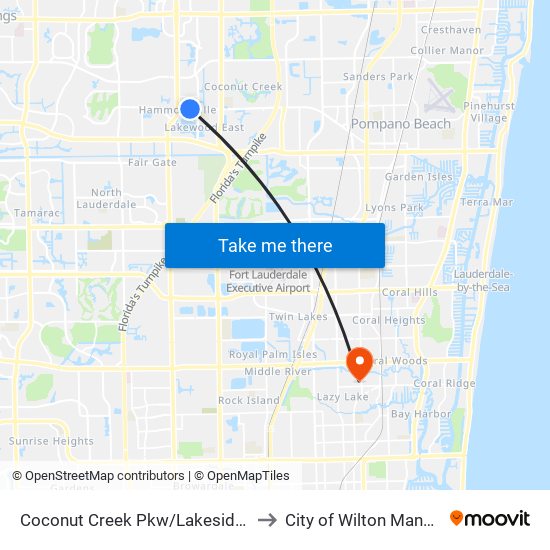 Coconut Creek Pkw/Lakeside D to City of Wilton Manors map