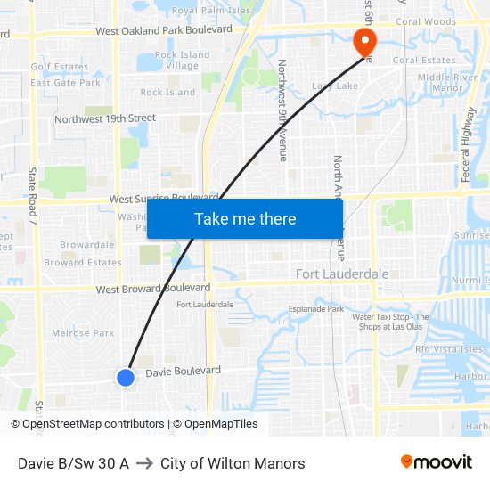 Davie B/Sw 30 A to City of Wilton Manors map