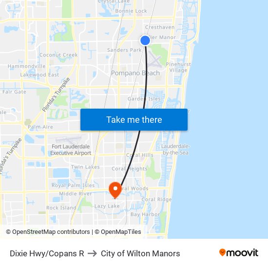 Dixie Hwy/Copans R to City of Wilton Manors map