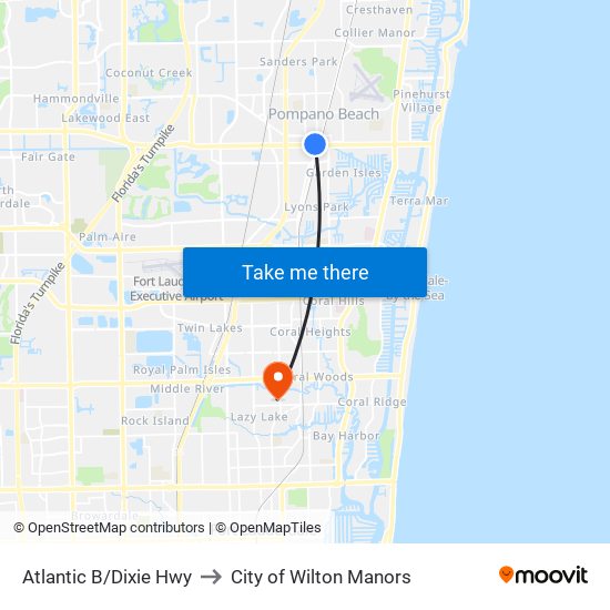 Atlantic B/Dixie Hwy to City of Wilton Manors map
