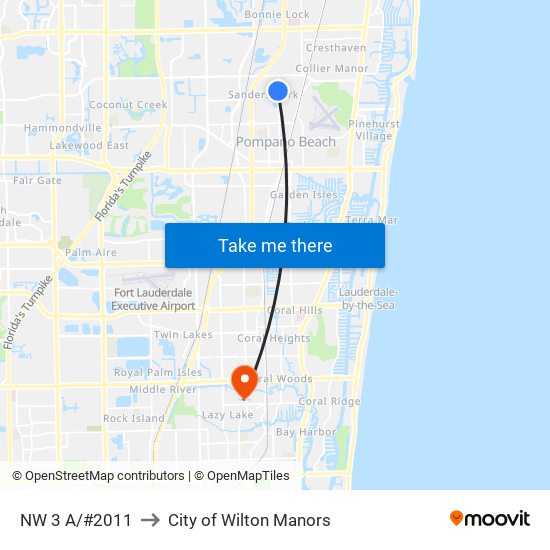 NW 3 A/#2011 to City of Wilton Manors map