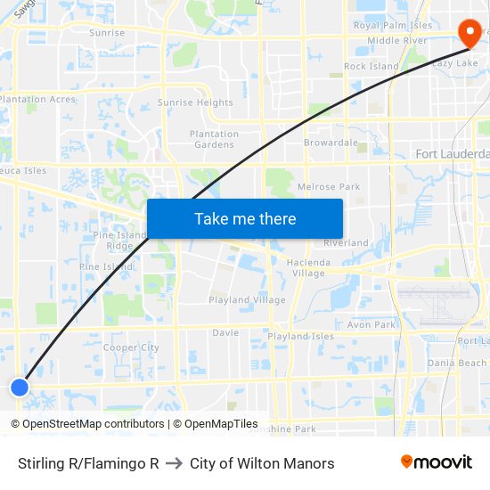 Stirling R/Flamingo R to City of Wilton Manors map