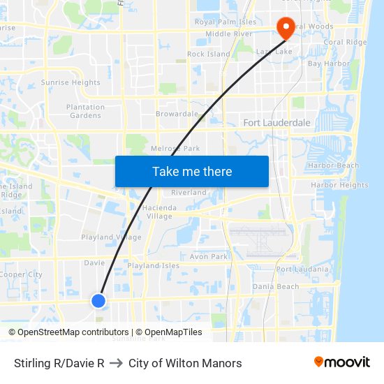 Stirling R/Davie R to City of Wilton Manors map