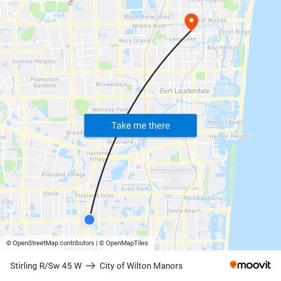 STIRLING R/SW 45 W to City of Wilton Manors map