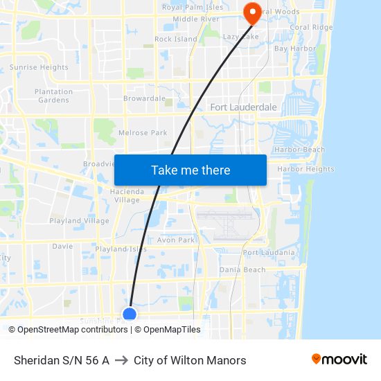 Sheridan S/N 56 A to City of Wilton Manors map