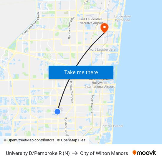 University D/Pembroke R (N) to City of Wilton Manors map