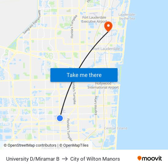 University D/Miramar B to City of Wilton Manors map
