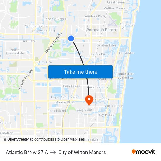 Atlantic B/Nw 27 A to City of Wilton Manors map