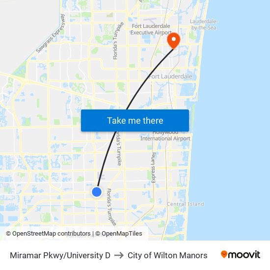 Miramar Pkwy/University D to City of Wilton Manors map