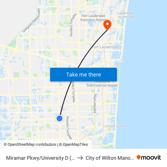 MIRAMAR PKWY/UNIVERSITY D (E) to City of Wilton Manors map