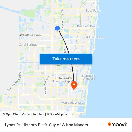 Lyons R/Hillsboro B to City of Wilton Manors map