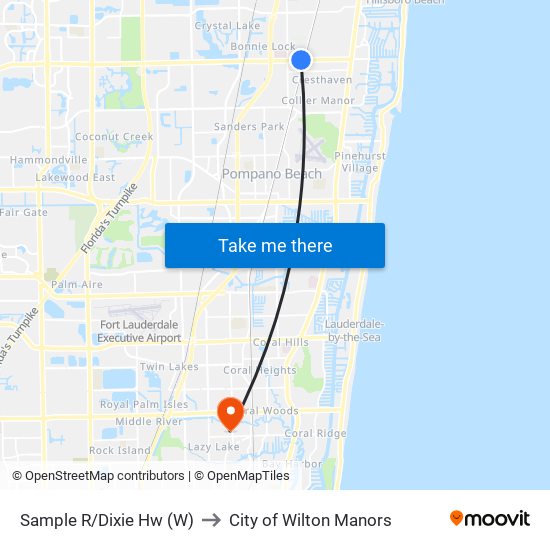 Sample R/Dixie Hw (W) to City of Wilton Manors map