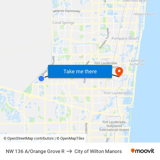 NW 136 A/ORANGE GROVE R to City of Wilton Manors map