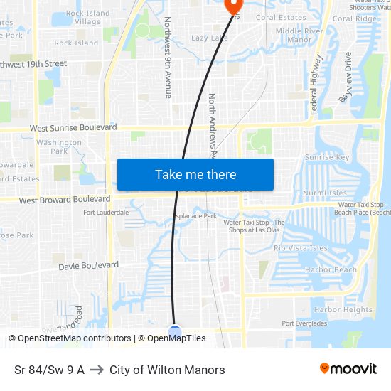 Sr 84/Sw 9 A to City of Wilton Manors map