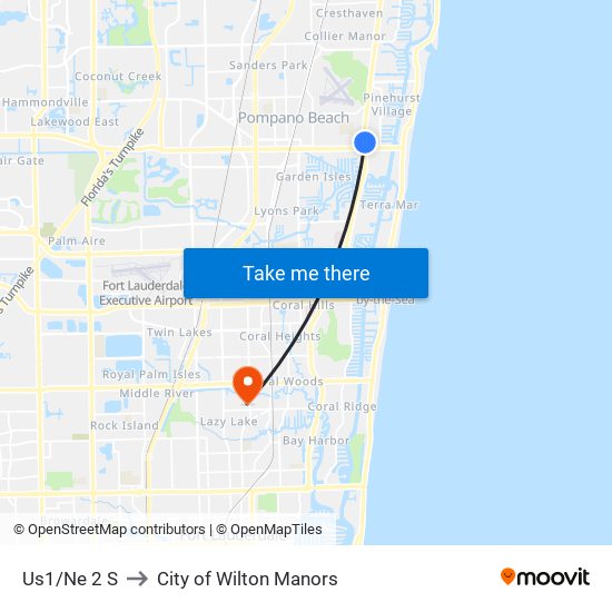 Us1/Ne 2 S to City of Wilton Manors map