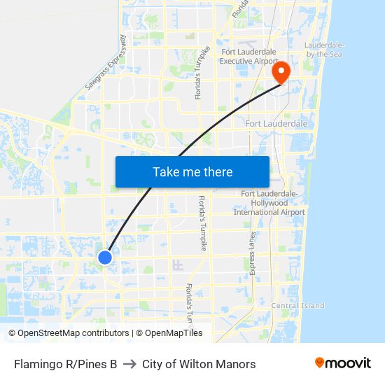 Flamingo R/Pines B to City of Wilton Manors map