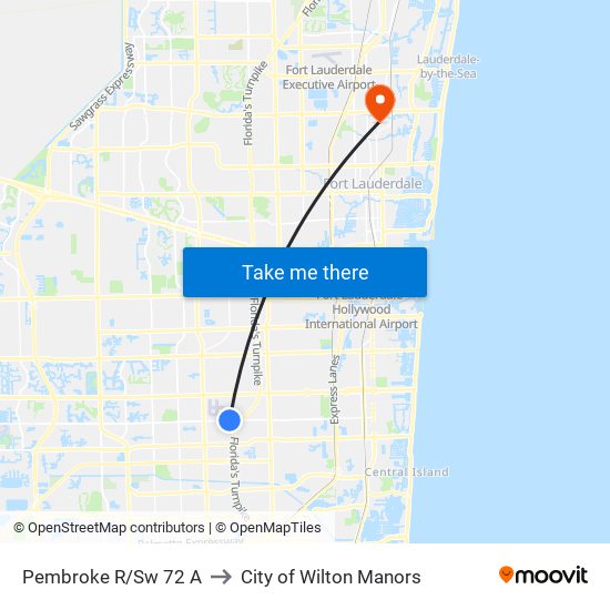 Pembroke R/Sw 72 A to City of Wilton Manors map