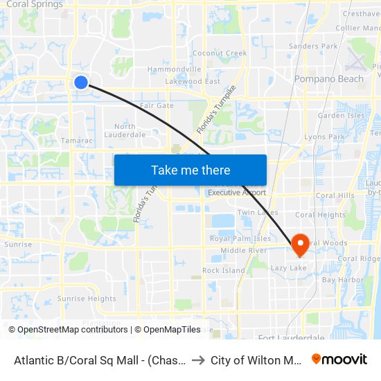 Atlantic B/Coral Sq Mall - (Chase Bank) to City of Wilton Manors map