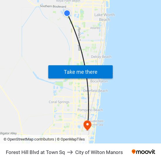 FOREST HILL BLVD at TOWN SQ to City of Wilton Manors map