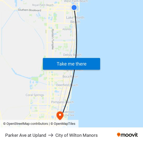 Parker Ave at Upland to City of Wilton Manors map