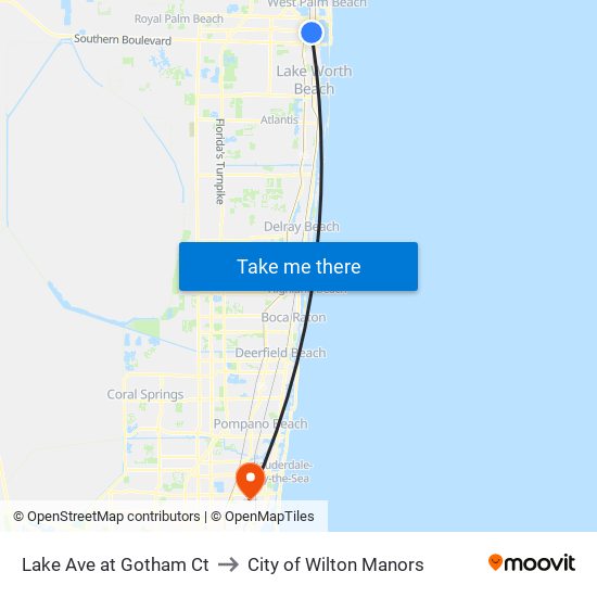 Lake Ave at Gotham Ct to City of Wilton Manors map