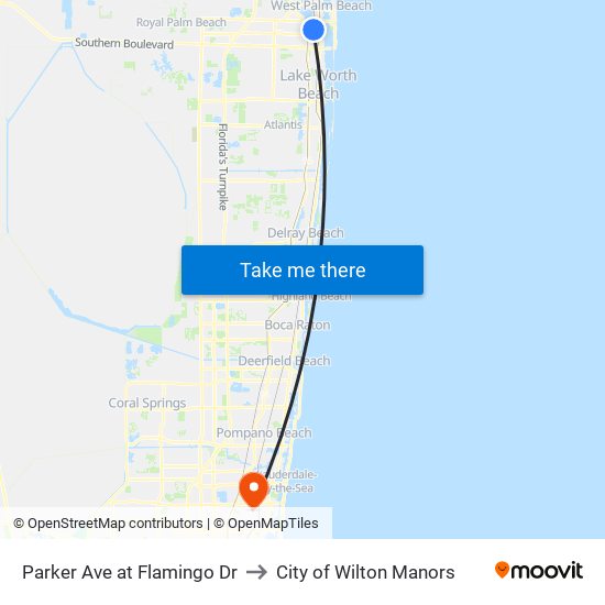 Parker Ave at Flamingo Dr to City of Wilton Manors map