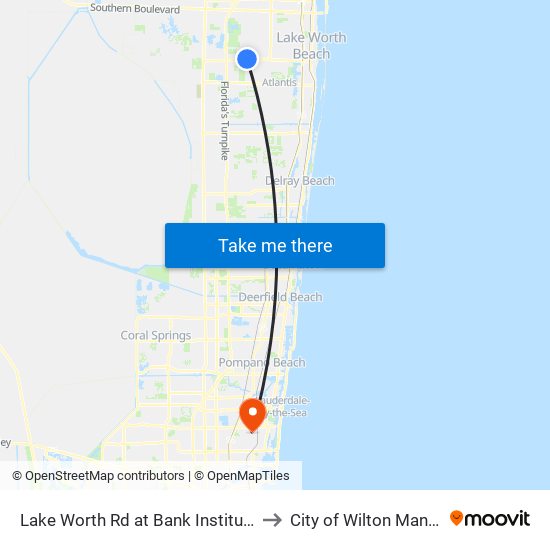 Lake Worth Rd at Bank Institution to City of Wilton Manors map