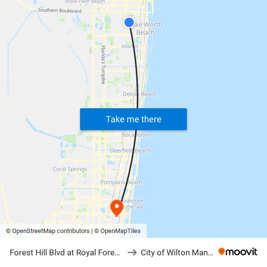 Forest Hill Blvd at Royal Forest Ct to City of Wilton Manors map