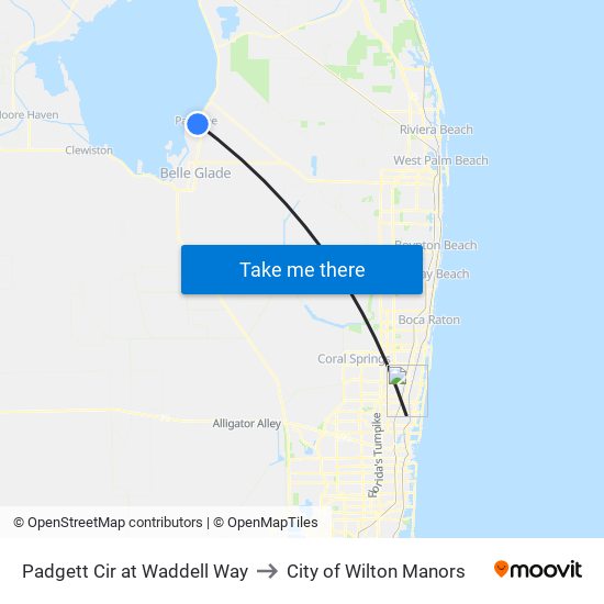 Padgett Cir at Waddell Way to City of Wilton Manors map