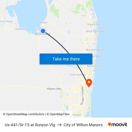 Us-441/Sr-15 at Runyon Vlg to City of Wilton Manors map