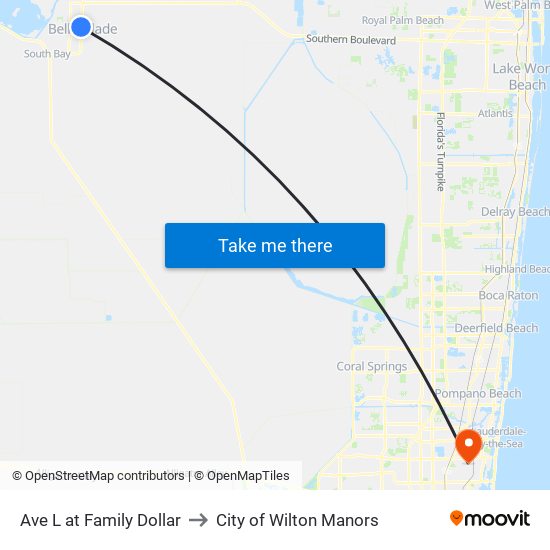 Ave L at Family Dollar to City of Wilton Manors map