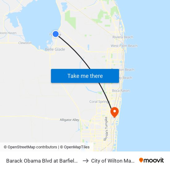 Barack Obama Blvd at Barfield Hwy to City of Wilton Manors map
