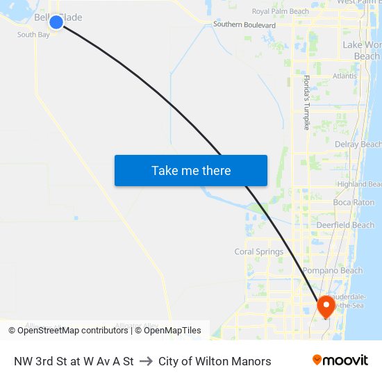 NW 3RD ST at W AV A ST to City of Wilton Manors map